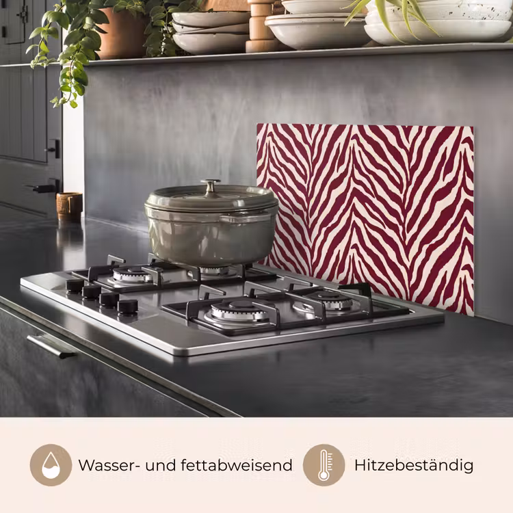 Spritzschutz Küche - Zebra - Motiv - Bordeaux - Rot — 2