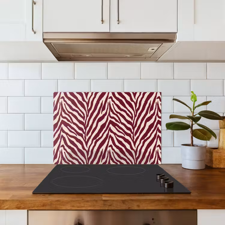 Spritzschutz Küche - Zebra - Motiv - Bordeaux - Rot — 3