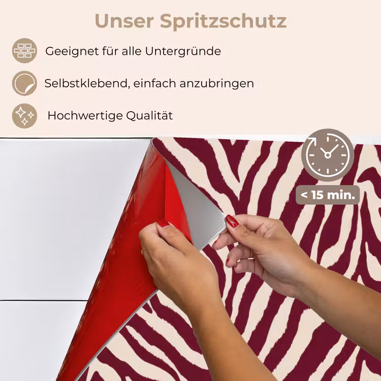 Spritzschutz Küche - Zebra - Motiv - Bordeaux - Rot — 4