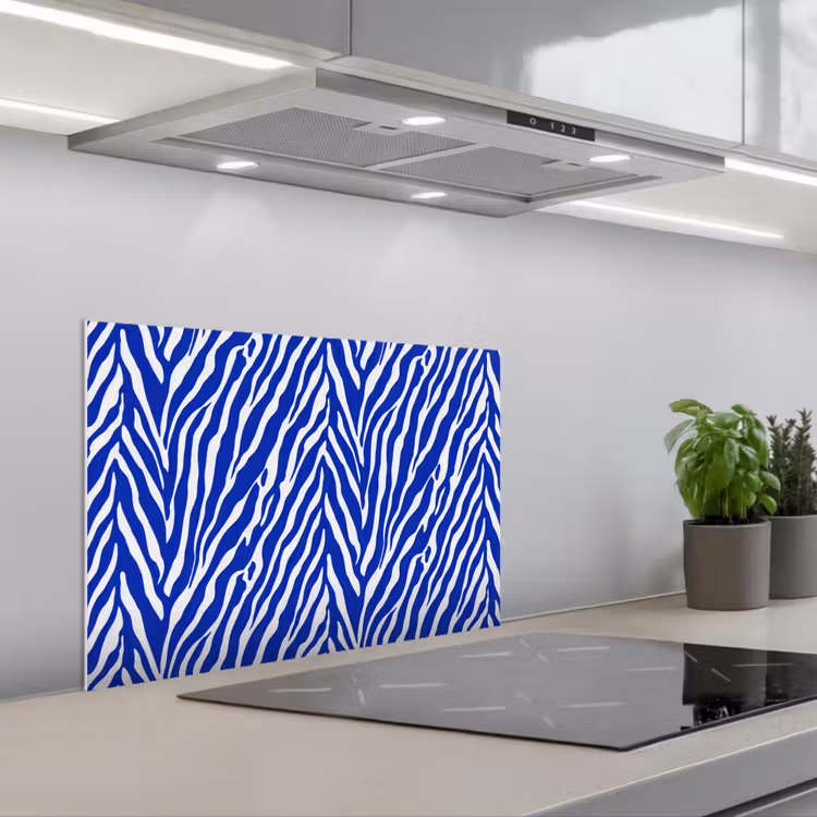 Spritzschutz Küche - Zebra - Muster - Kobalt - Blau — 1