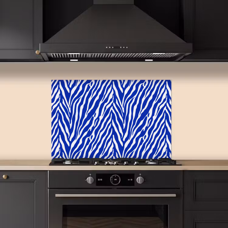Spritzschutz Küche - Zebra - Muster - Kobalt - Blau — 5