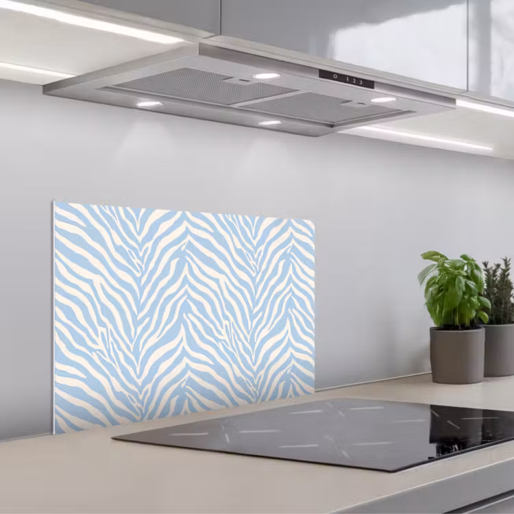 Spritzschutz Küche - Zebra - Motiv - Blau - Weiß — 1