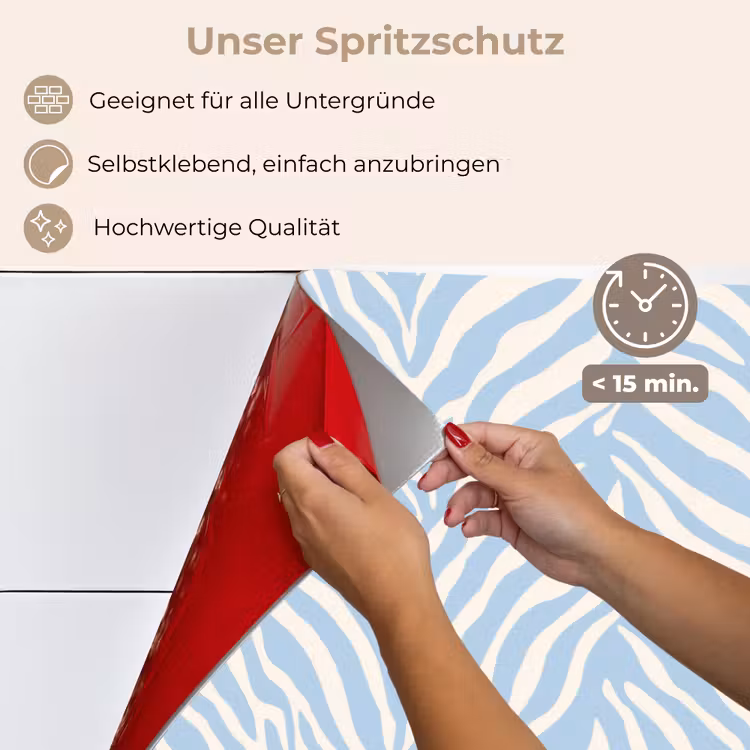 Spritzschutz Küche - Zebra - Motiv - Blau - Weiß — 4