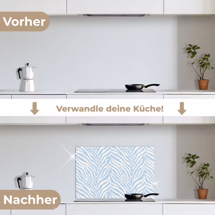 Spritzschutz Küche - Zebra - Motiv - Blau - Weiß — 7