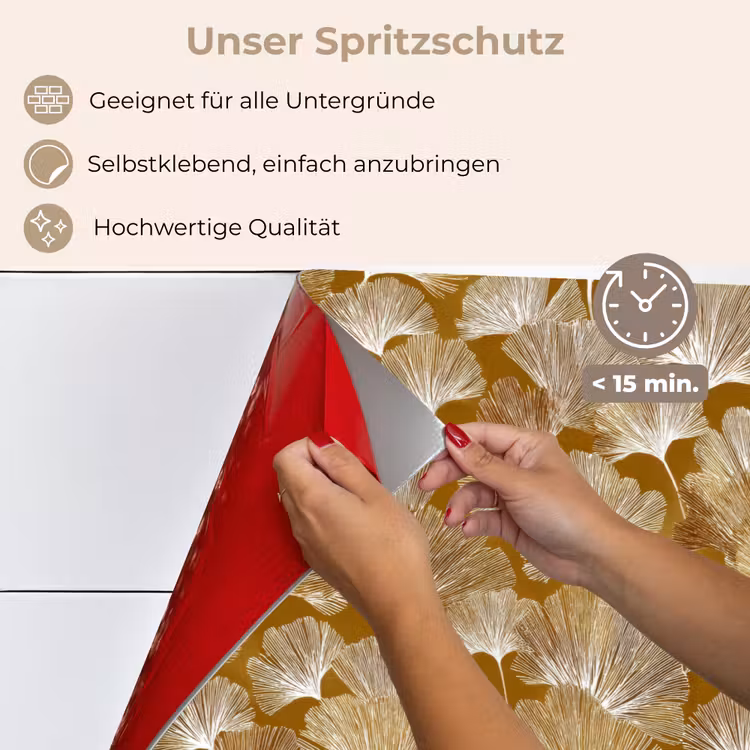 Spritzschutz Küche - Ginkgo - Blätter - Gold — 4