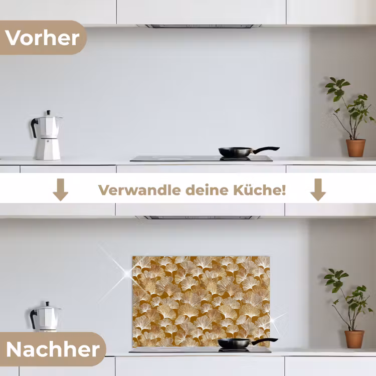 Spritzschutz Küche - Ginkgo - Blätter - Gold — 7