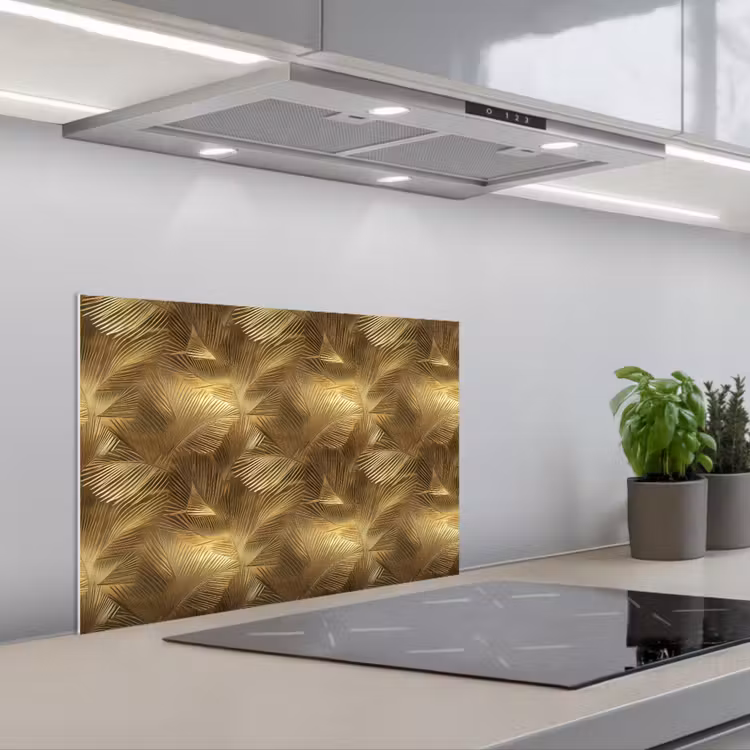 Spritzschutz Küche - Palme - Fächer - Gold — 1