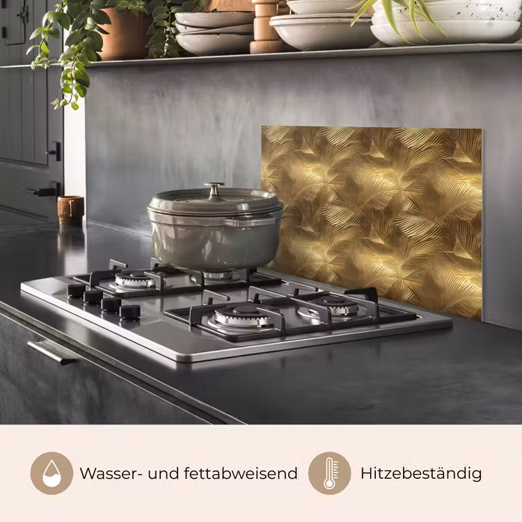 Spritzschutz Küche - Palme - Fächer - Gold — 2
