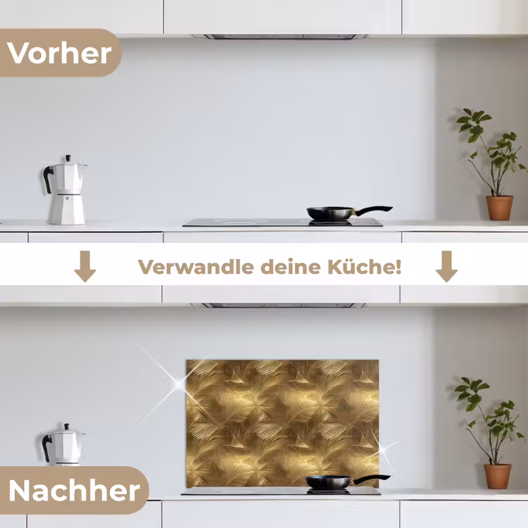 Spritzschutz Küche - Palme - Fächer - Gold — 7