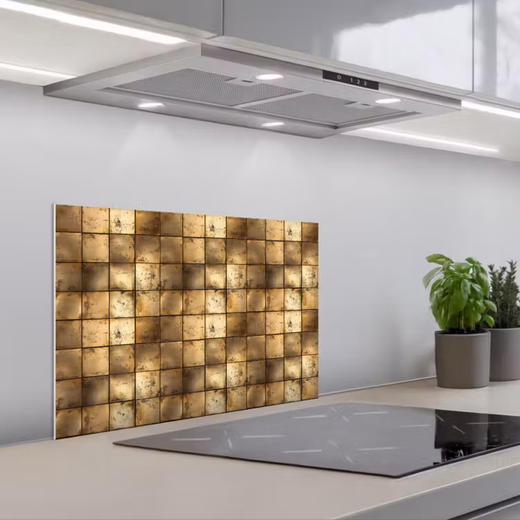Spritzschutz Küche - Geometrisch - Kacheln - Gold — 1