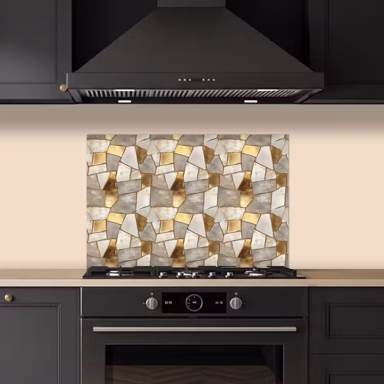 Spritzschutz Küche - Mosaik - Marmor - Gold — 5