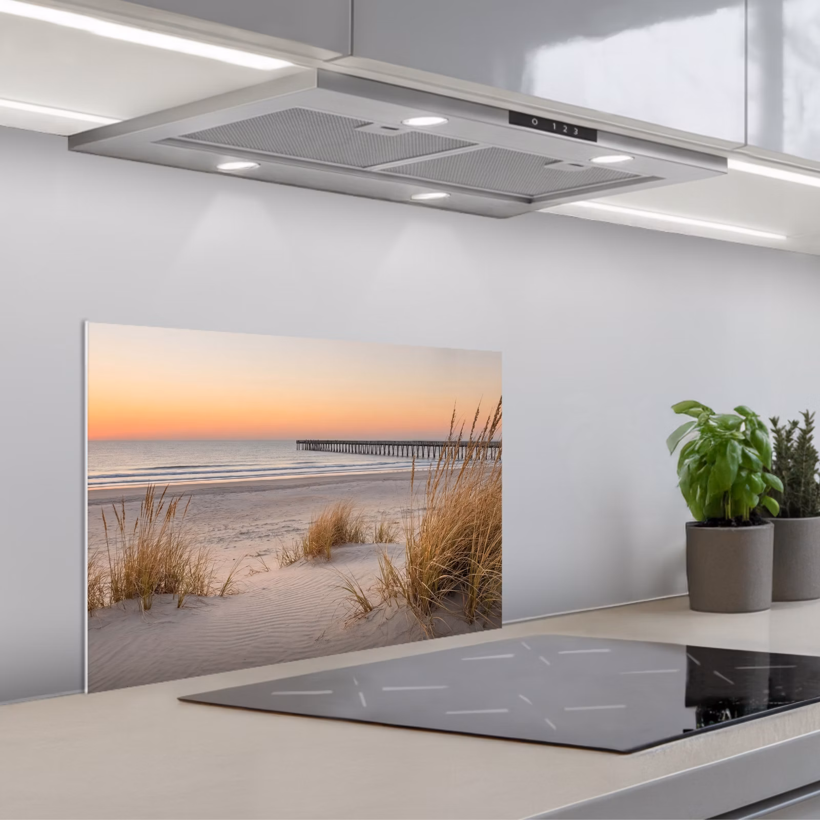 Spritzschutz Küche - Pier - Sonnenuntergang - Strand — 1