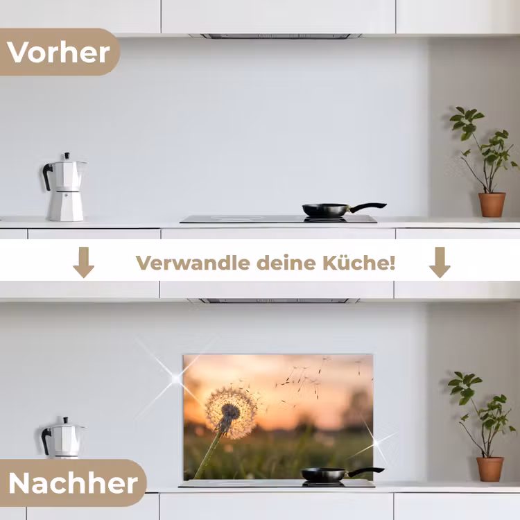 Spritzschutz Küche - Löwenzahn - Sonnenuntergang - Feld — 7