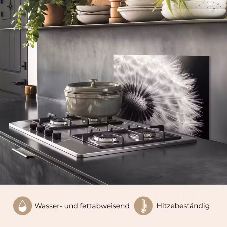 Spritzschutz Küche - Pusteblume - Schwarz - Weiß — 2