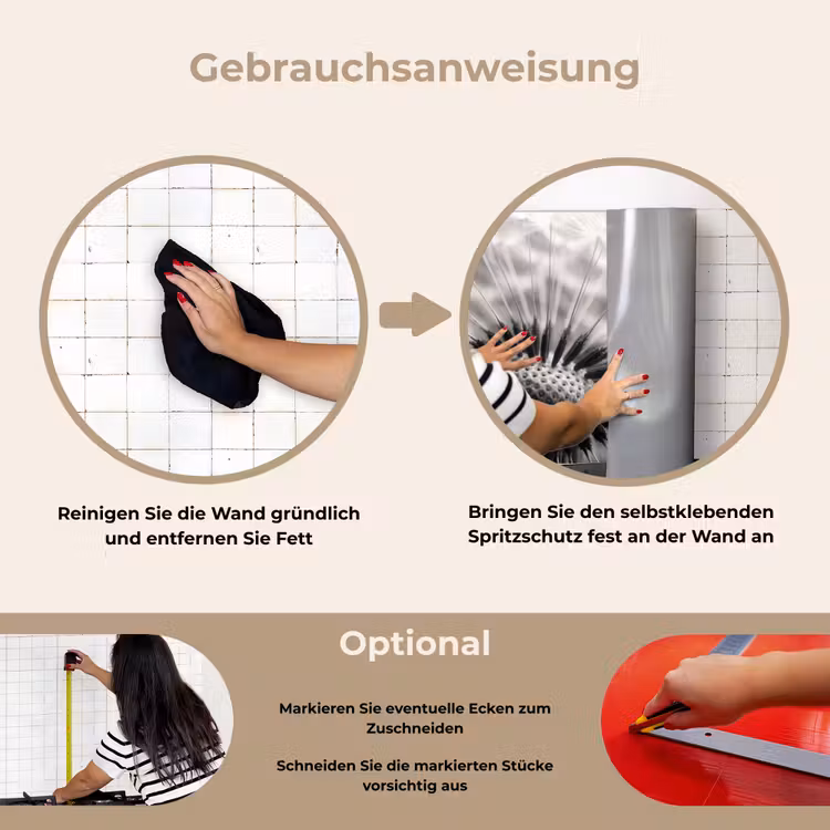 Spritzschutz Küche - Pusteblume - Schwarz - Weiß — 6