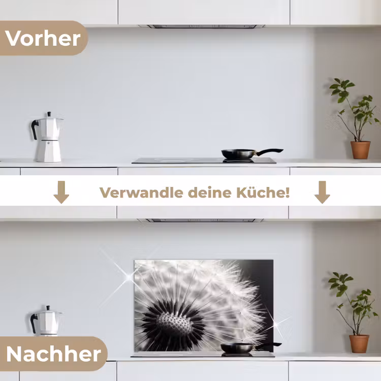 Spritzschutz Küche - Pusteblume - Schwarz - Weiß — 7