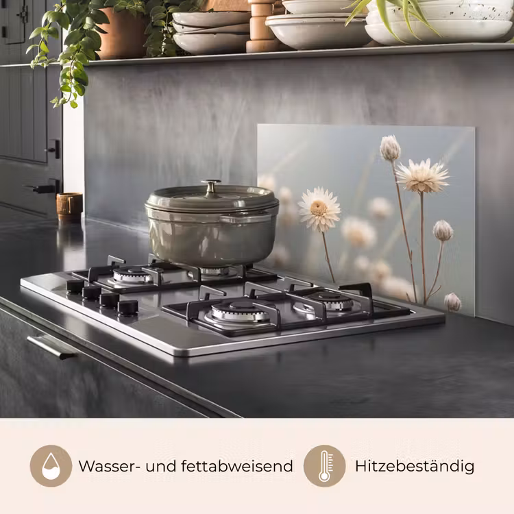 Spritzschutz Küche - Strohblumen - Weiß - Tageslicht — 2