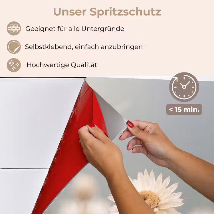 Spritzschutz Küche - Strohblumen - Weiß - Tageslicht — 4