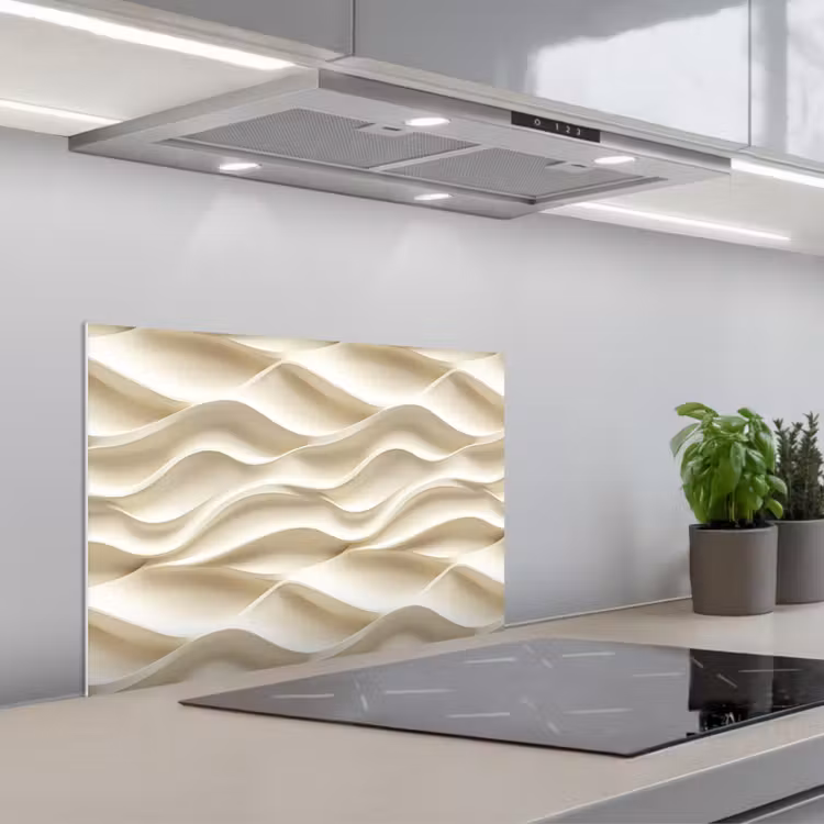 Spritzschutz Küche - Linien - Gewellt - Creme — 1