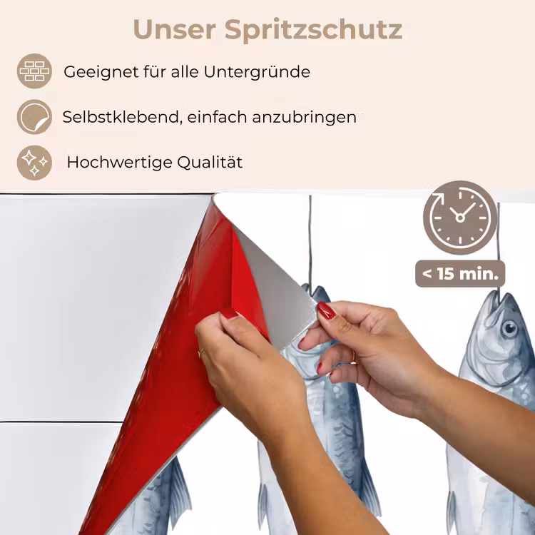 Spritzschutz Küche - Fisch - Illustration - Delfter Blau — 4