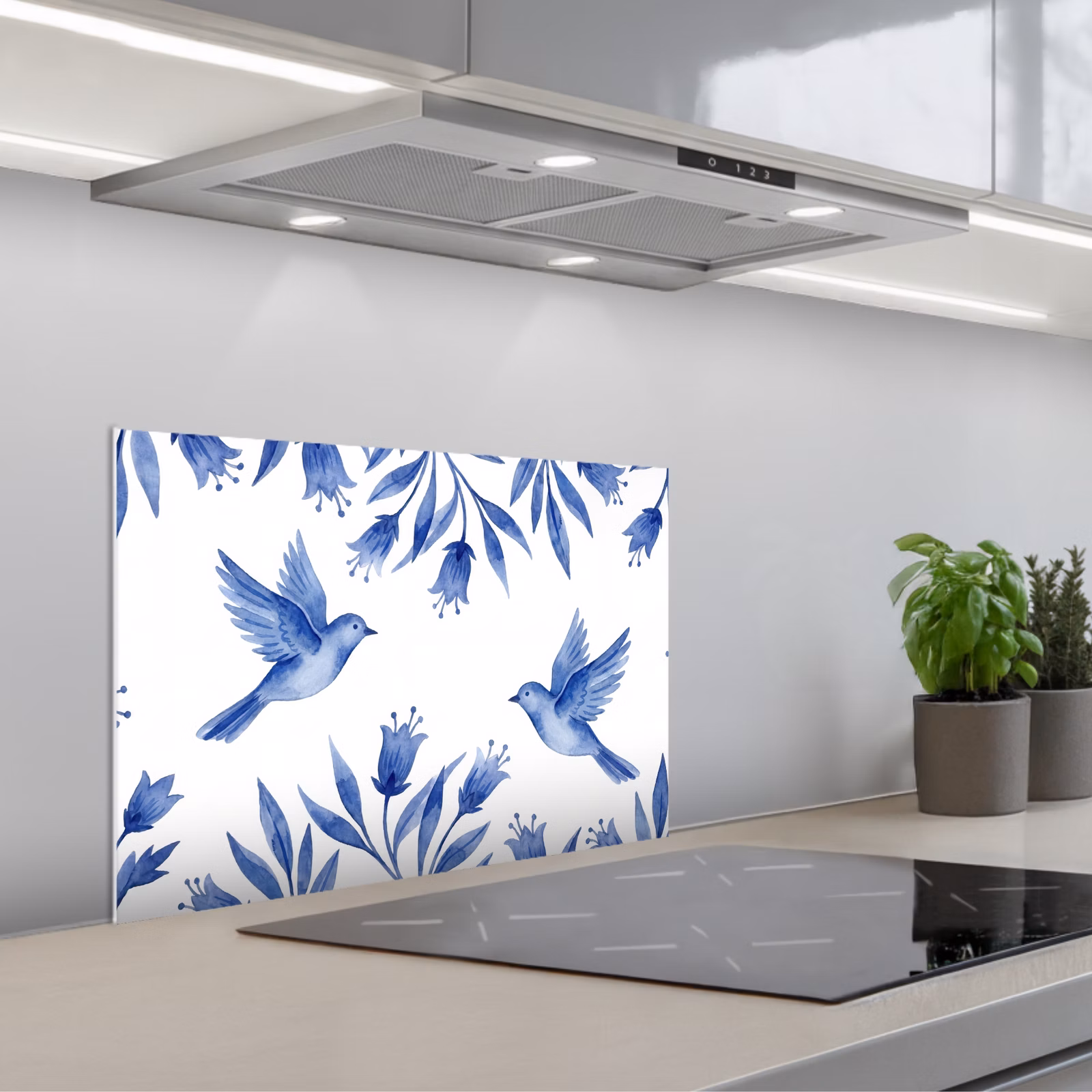 Spritzschutz Küche - Modern - Vögel - Delfter Keramik — 1