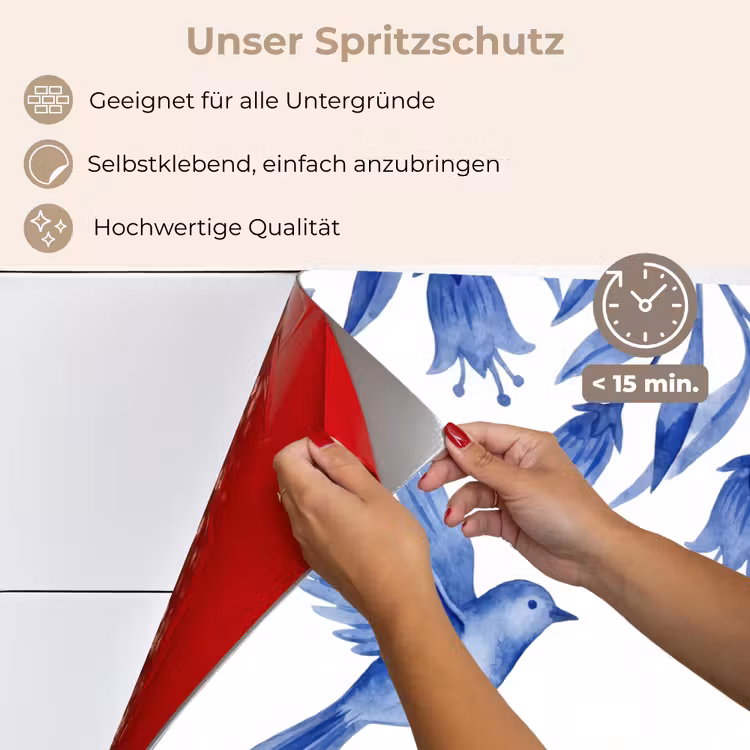 Spritzschutz Küche - Modern - Vögel - Delfter Keramik — 4