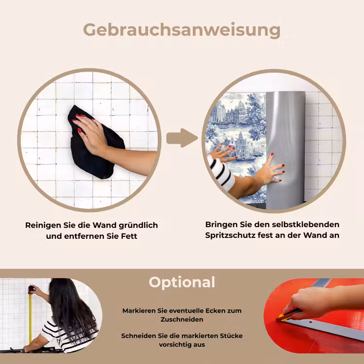 Spritzschutz Küche - Häuser - Bäume - Wasser - Vögel - Blau — 6