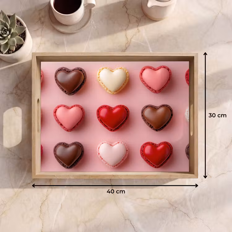 Tablett - Makronen - Herzen - Bunt - Rosa — 7