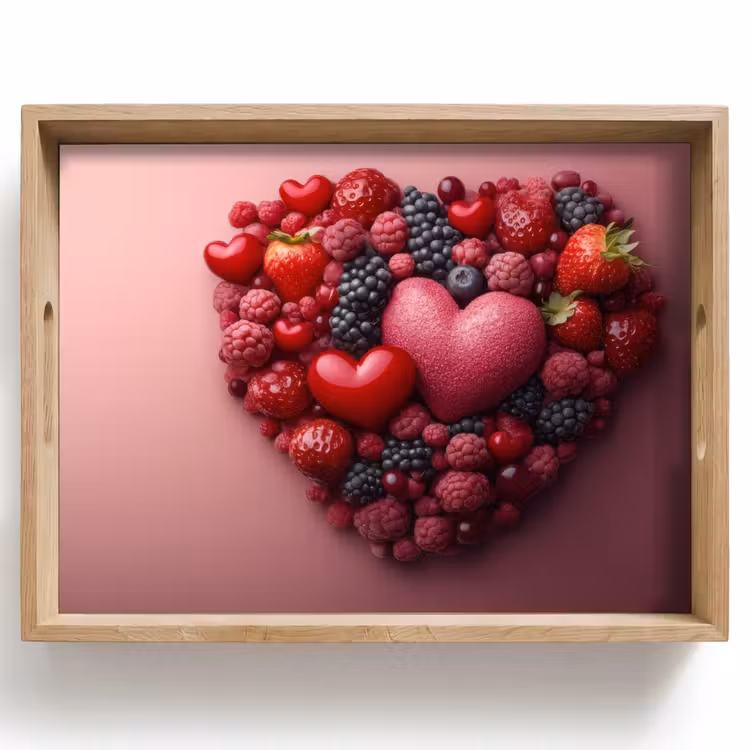 Tablett - Obst - Herzen - Erdbeeren - Himbeeren - Heidelbeeren — 1