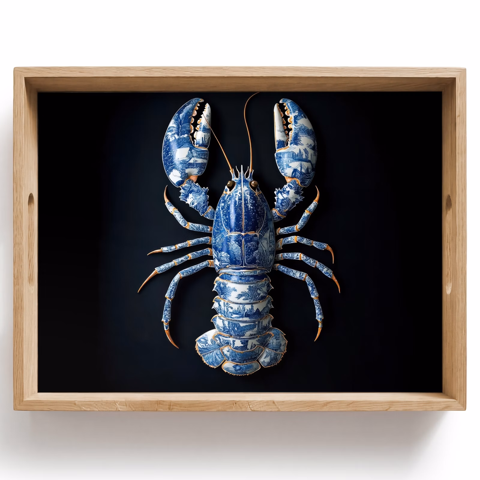 Tablett - Hummer - Delfter Blau - Schild - Zäh — 1