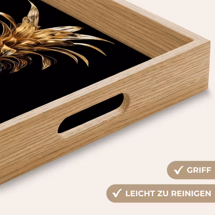 Tablett - Ananas - Blumenmuster - Gold - Delfter Keramik — 8