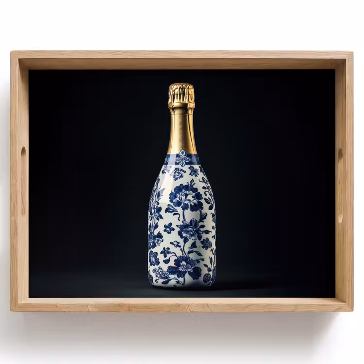 Tablett - Champagner - Blumen - Gold - Chic — 1