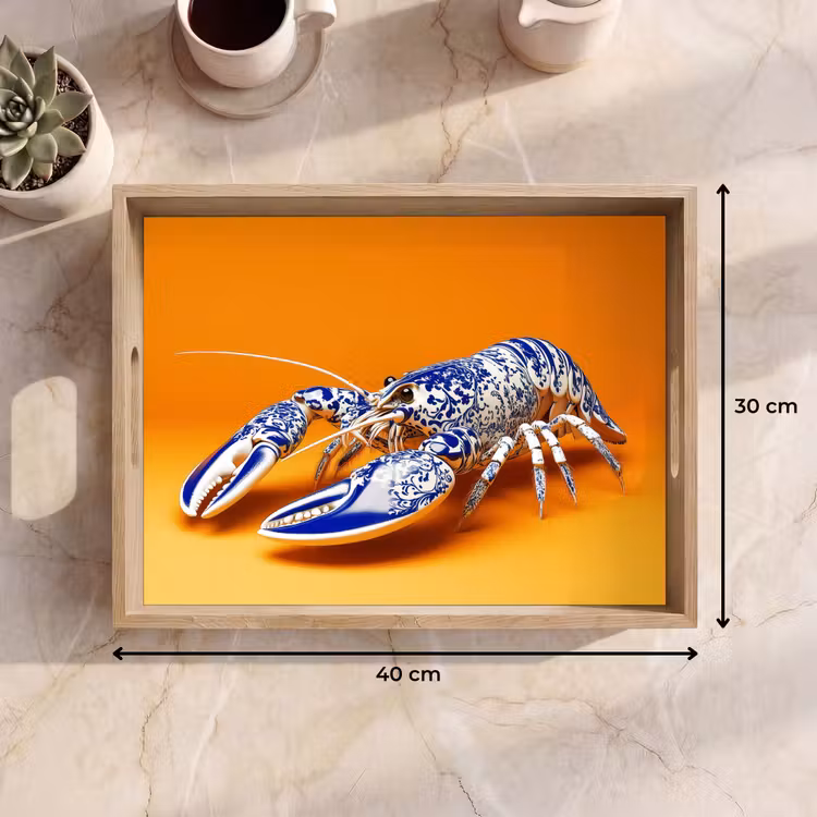 Tablett - Hummer - Delfter Blau - Schild - Hart - Orange — 7