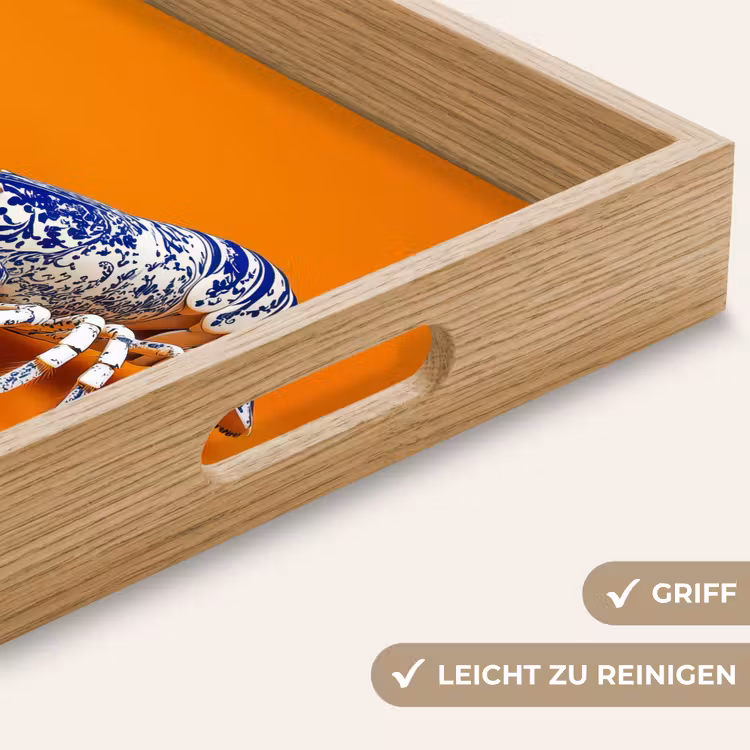 Tablett - Hummer - Delfter Blau - Schild - Hart - Orange — 8