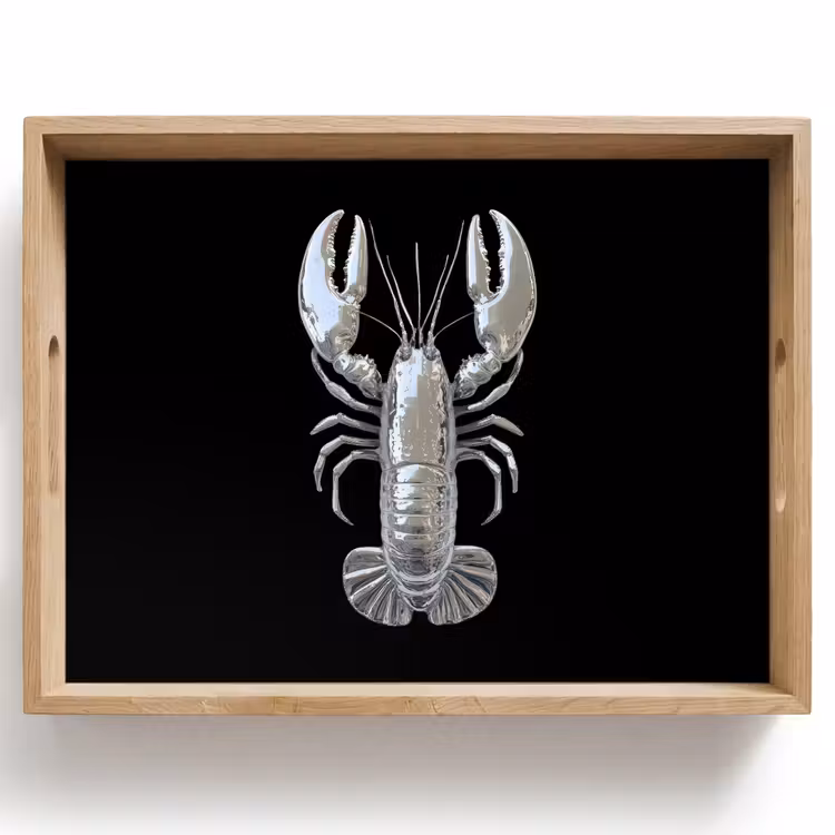 Tablett - Hummer - Silber - Metallisch - Luxus — 1