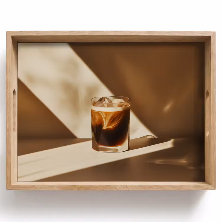 Tablett - Glas - Eiskaffee - Schatten - Braun — 1