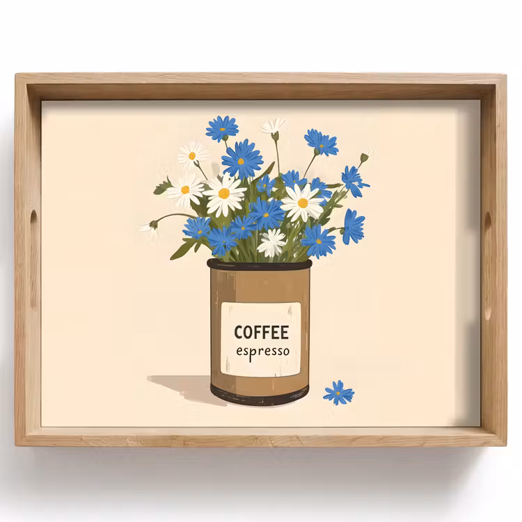 Tablett - Kaffee - Dose - Minimalistisch - Blumen — 1