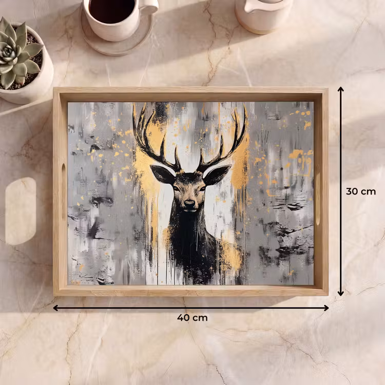 Tablett - Abstrakt - Hirsch - Geweih - Gold — 7