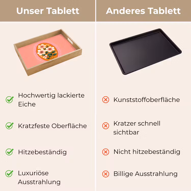 Tablett - Illustration - Blumen - Bordüre - Rosa — 9