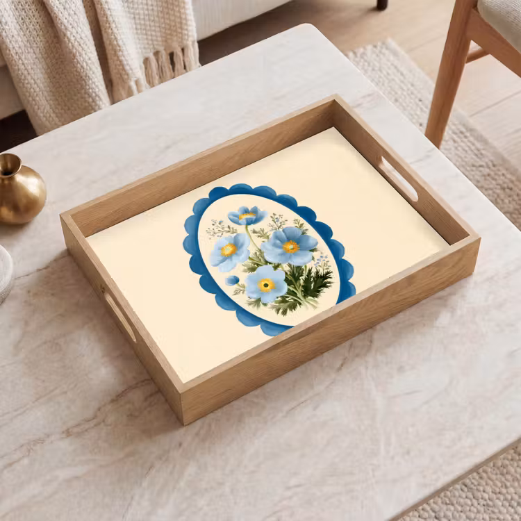 Tablett - Liste - Blumen - Hellblau - Illustration — 2