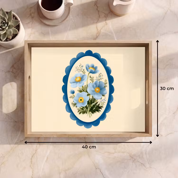Tablett - Liste - Blumen - Hellblau - Illustration — 7
