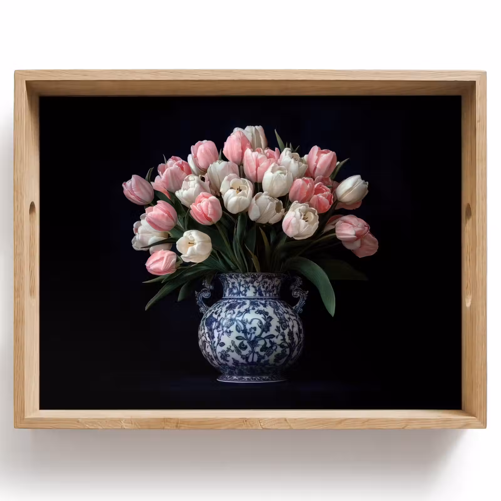 Tablett - Blumen - Rosa - Tulpen - Vase — 1