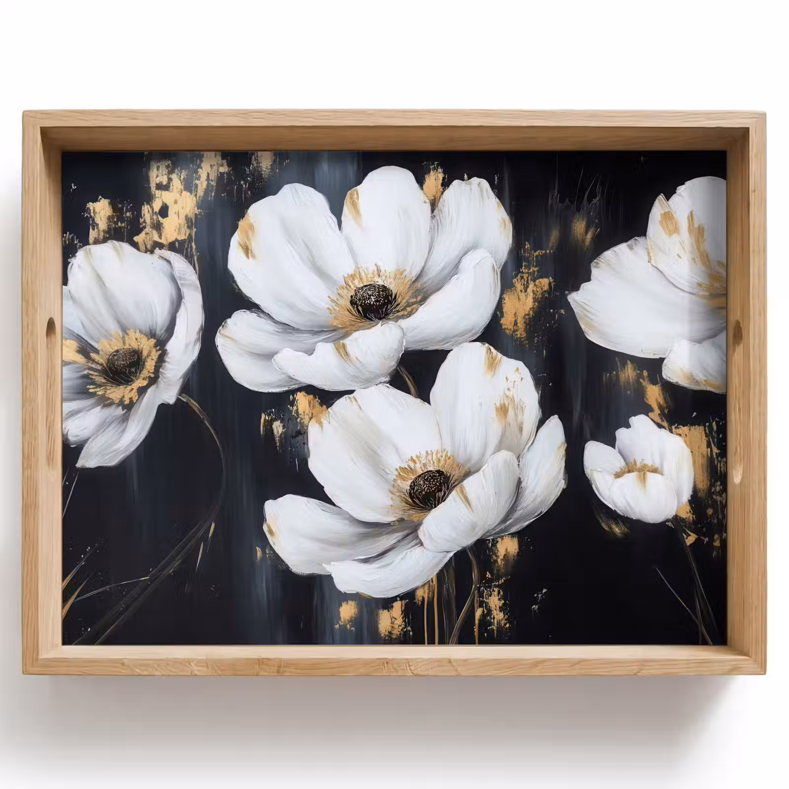 Tablett - Blumen - Weiß - Abstrakt — 1