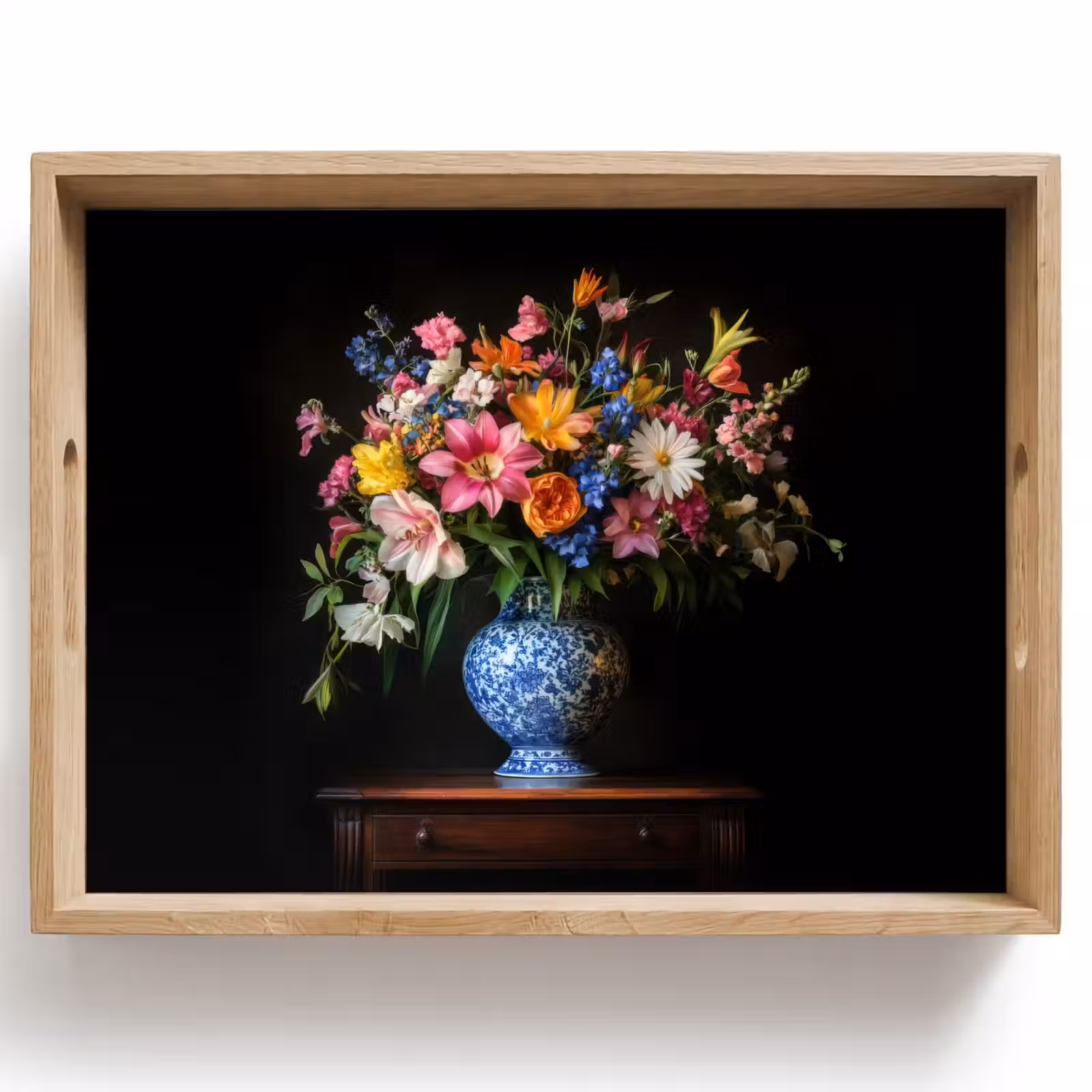 Tablett - Farbe - Vase - Blumen - Blumenstrauß — 1