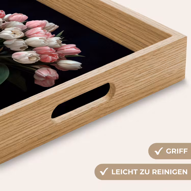 Tablett - Blumen - Rosa - Tulpen - Vase — 8