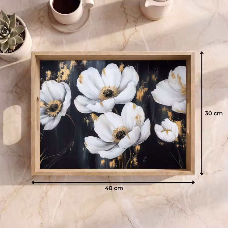 Tablett - Blumen - Weiß - Abstrakt — 7