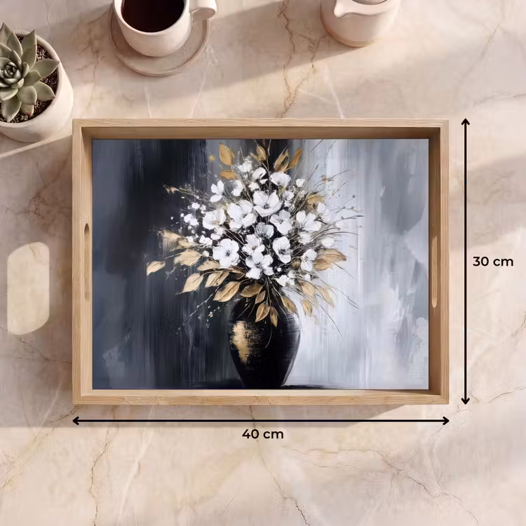 Tablett - Blumen - Weiß - Vase - Abstrakt — 7