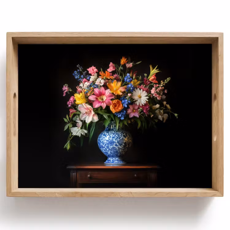 Tablett - Farbe - Vase - Blumen - Blumenstrauß — 1