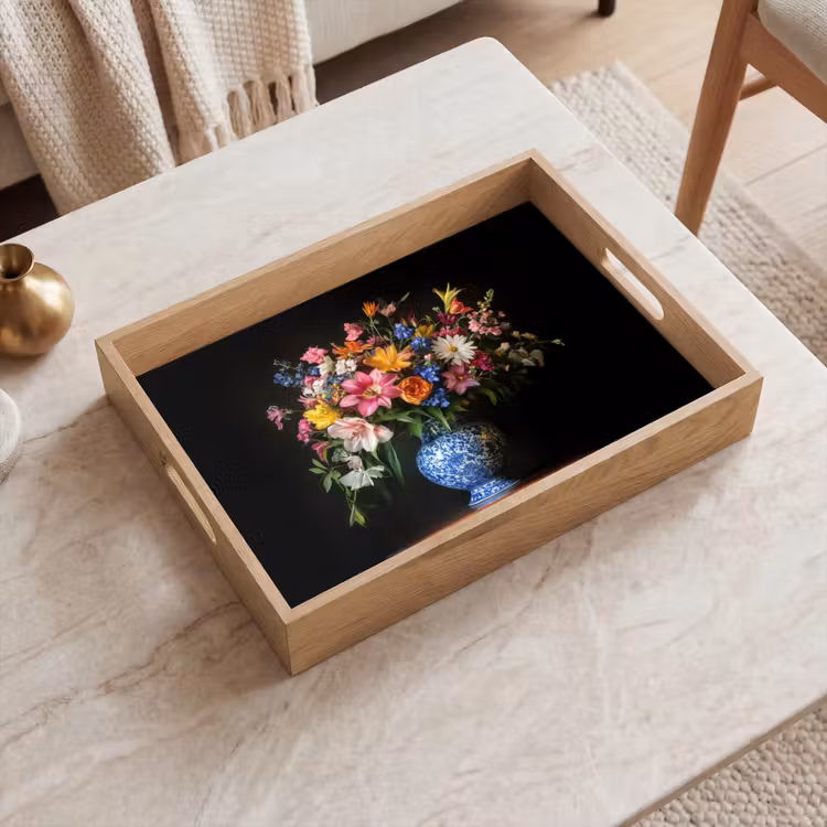 Tablett - Farbe - Vase - Blumen - Blumenstrauß — 2