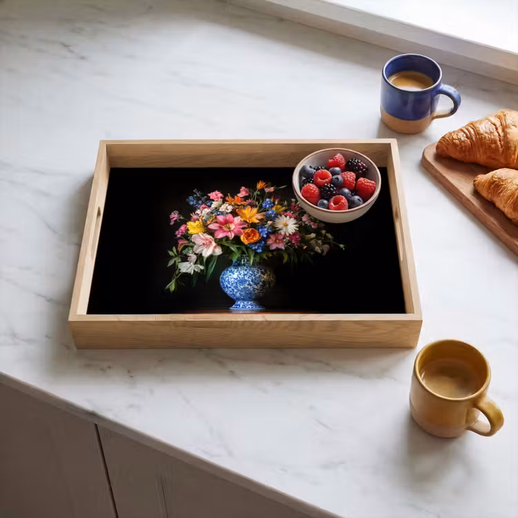 Tablett - Farbe - Vase - Blumen - Blumenstrauß — 3